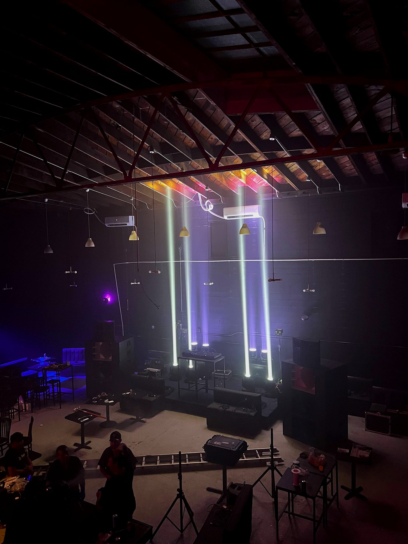 Wide shot — two-story ceiling